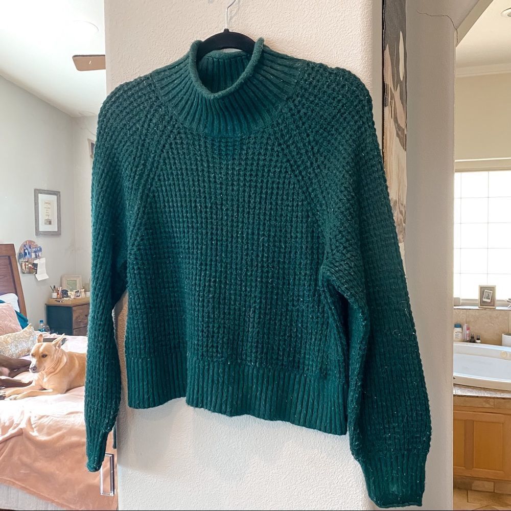 American Eagle Emerald Green Turtleneck Knit Sweater Size Small